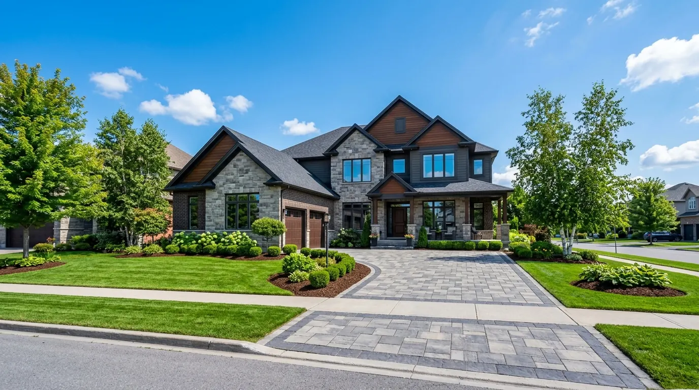 Well-kept Ottawa home with a freshly cut lawn and clean interlock driveway